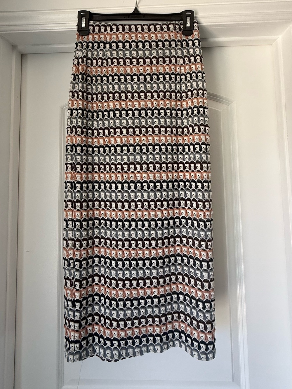 DR2 Black, White & Brown Patterned Maxi Skirt